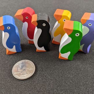 set of painted wooden penguins