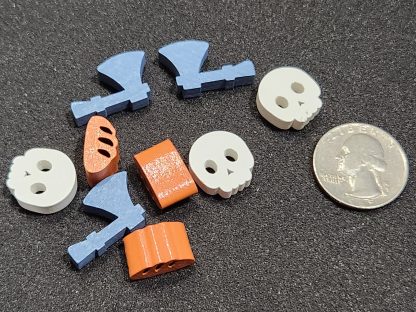 Axe, bread, skull tokens